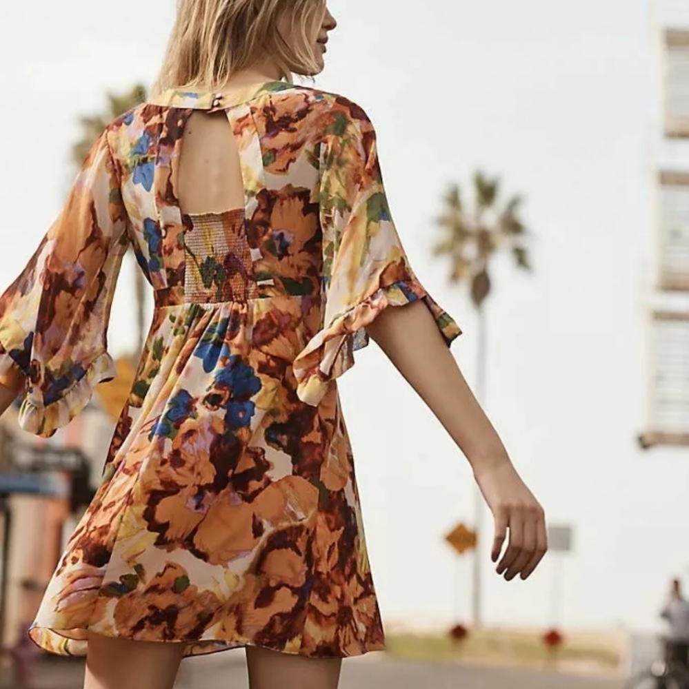 Anthropologie Maeve Deloria Floral Silk Dress